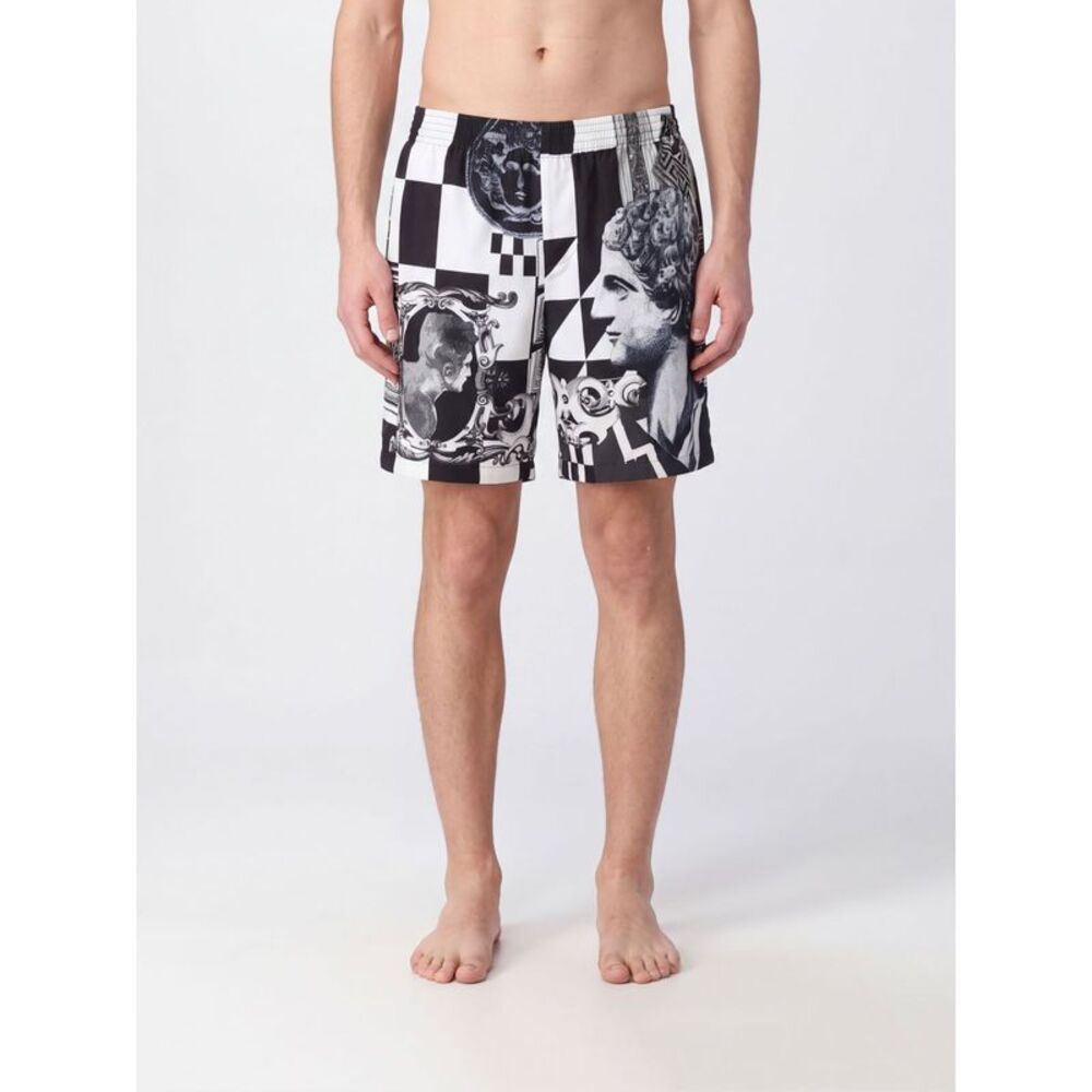 Versace Men Versace Graphic Print Silk Sport Shorts With Elasticated Waist